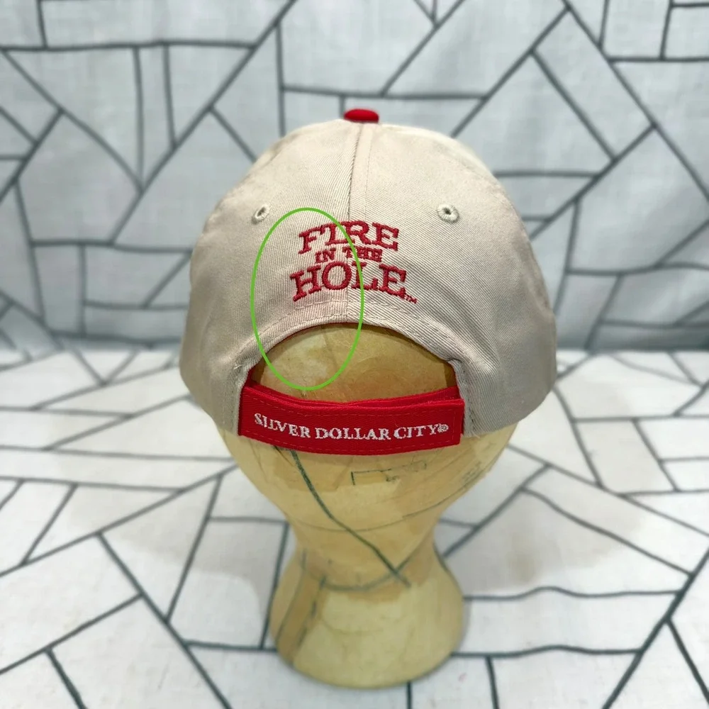 Silver Dollar City Hat Youth Tan Plaid Fire In The Hole Baldknobbers Cap READ